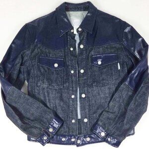 Gianni Versace Denim & Leather Hybrid Jacket Couture Size M